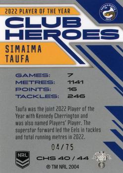 2023 NRL Traders Titanium - Club Heroes Silver #CHS40 Simaima Taufa Back